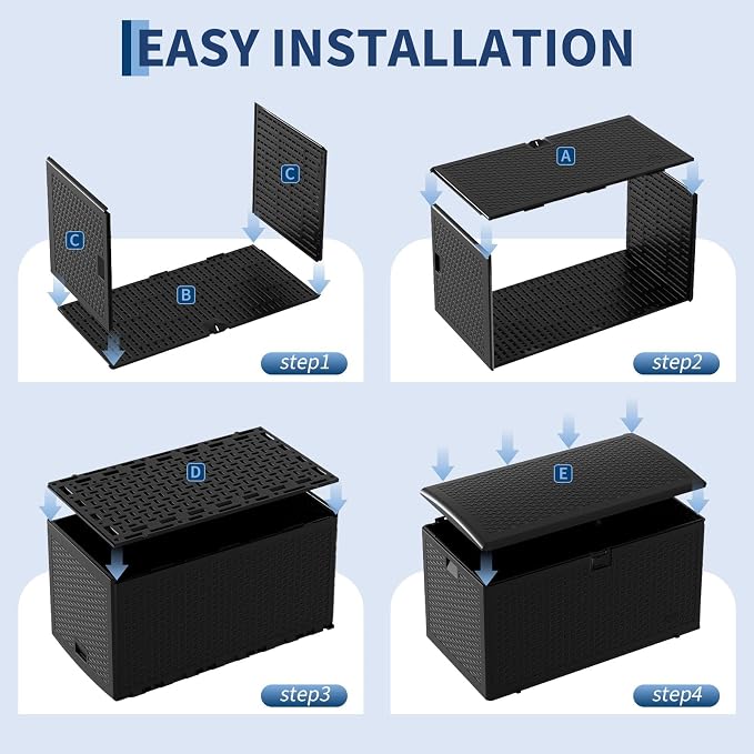99 Gallon Waterproof Large Resin Deck Box Indoor Outdoor