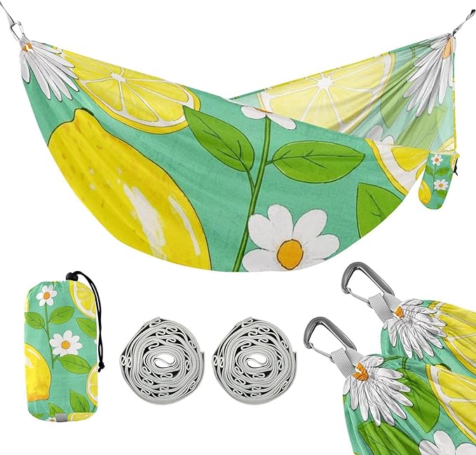 Summer Lemon Daisy Flower 330lb Capacity Hammocks with Tree Straps Tree Hammock for Outside Beach Patio Garden hamaca de Algodon para Jardin
