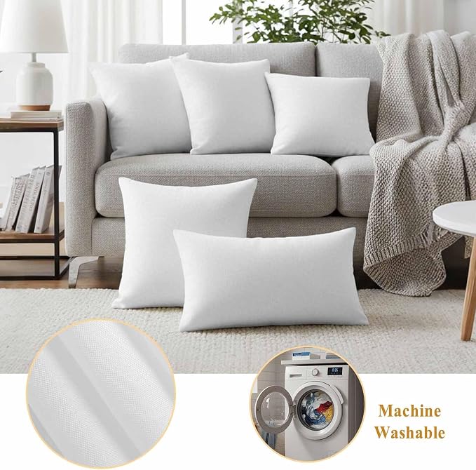 White Waterproof Outdoor Pillow Covers 16''x16'' Set of 2, Modern Simple Patio Furniture White Cushion Covers for Chairs, Decorative Solid Color Pillow Cases for Garden/Pool/Beach