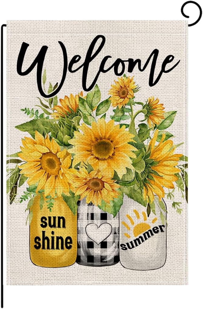 wyooxoo Spring Summer Flower Garden Flag 12x18 Inch Double Sided Vertical Welcome Garden Flag Outside Farmhouse Yard Outdoor Decoration (N)