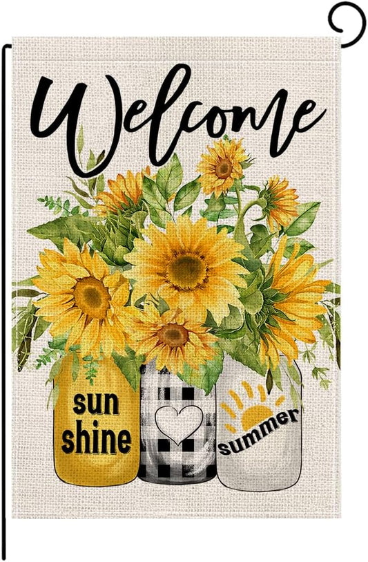 wyooxoo Spring Summer Flower Garden Flag 12x18 Inch Double Sided Vertical Welcome Garden Flag Outside Farmhouse Yard Outdoor Decoration (N)