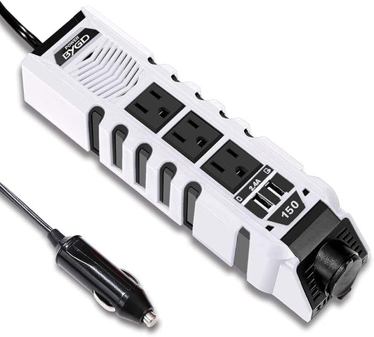 150W Car Power Inverter, DC 12V to 110V AC Car Plug Adapter Outlet Converter with 1 Cigarette Lighter Socket, 3 AC Outlets, Dual 4.8A Fast Charging USB Ports for Digital Devices