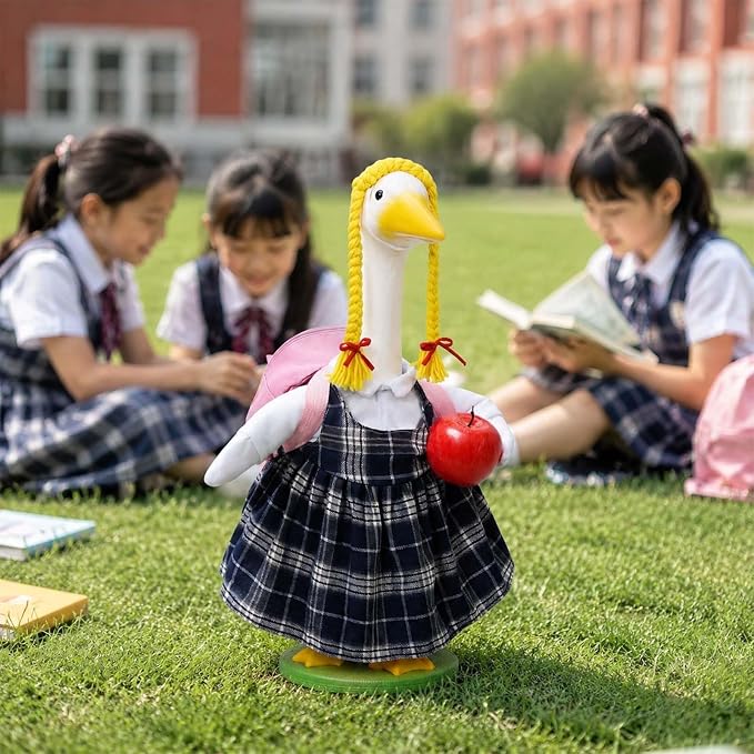 JcHrmers Back to School Porch Goose Outfits Student Goose Outfits Lawn Goose Clothes Fits 23" Cement Plastic Goose Statue for School Classroom Outdoor Garden Yard Patio Decor