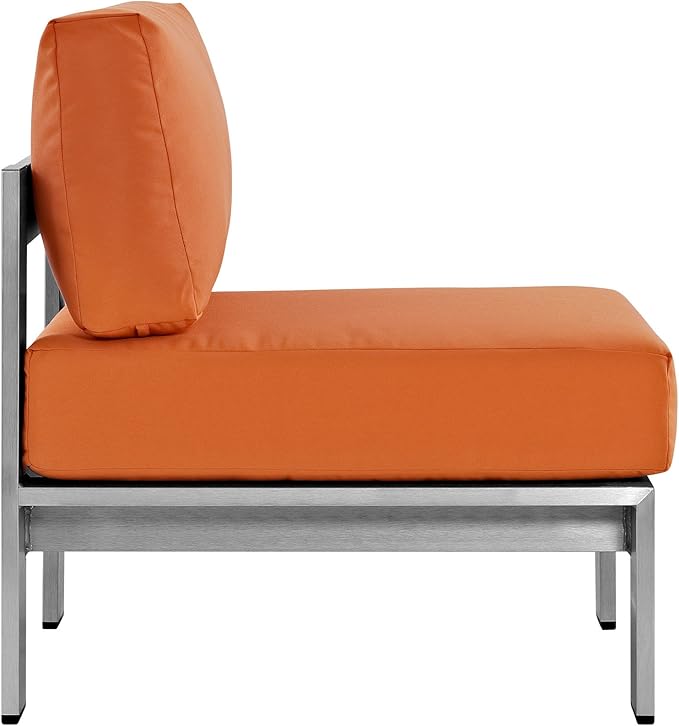 Modway Shore 3-Piece Aluminum Outdoor Patio Furniture Set in Silver Orange