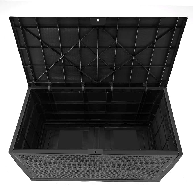Deck Box Plastic Rattan Storage Box Outdoor for Storage and Organization 120 Gallon Black