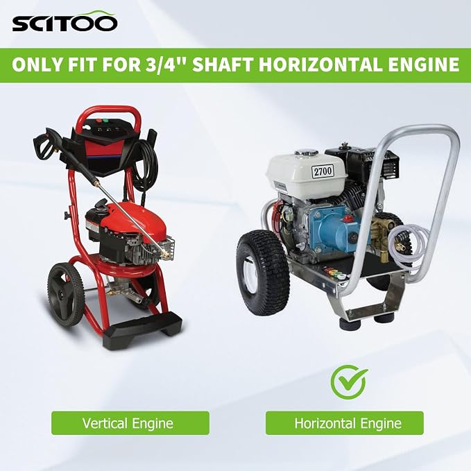 SCITOO 1" Shaft Horizontal Pressure Washer Pump, MAX 4000 PSI @ 4 GPM, Repalce for Most Parts Pressure Washers with Horizontal Engines