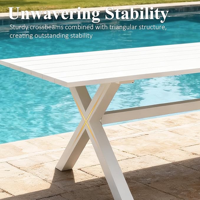 LayinSun 5 Pieces Outdoor Patio Dining Set, Aluminium Rectangular Dining Table and Wicker Rattan Chairs Set for Outside Backyard, Poolside