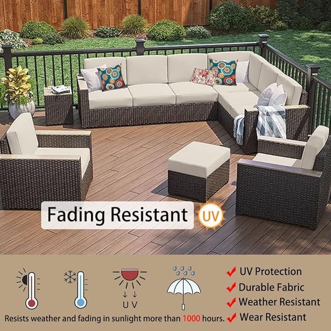 Magpie Fabrics Indoor Outdoor Patio Replacement Cushion Cover with Ties 2 Pack, Loveseat Chair Couch Slipcover Water Repellent UV Resistant Decor for Home Garden(Recycled Cream White, 20x18x4 Inch)
