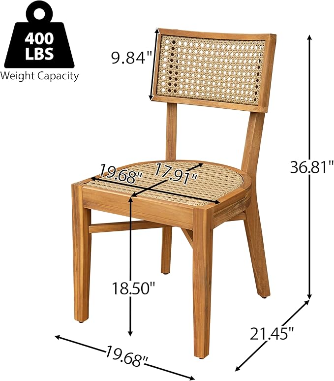 Christopher Knight Home Neeko Acacia Wood Patio Dining Set for 4, Solid Wood Outdoor Dining Table Set for 4, Round Dining Table and Chairs Set of 4, Teak+Light Brown