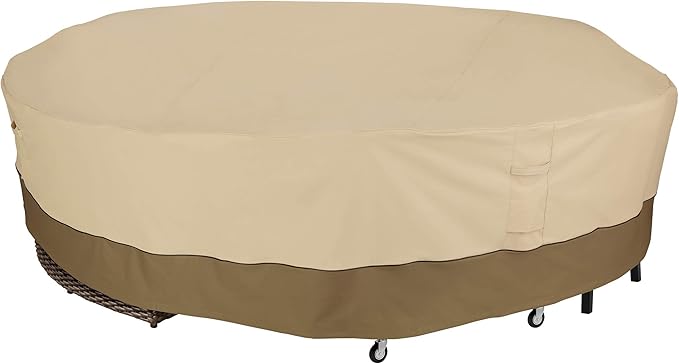 Classic Accessories Veranda Water-Resistant 128 Inch Round General Purpose Patio Furniture Cover, Patio Furniture Covers