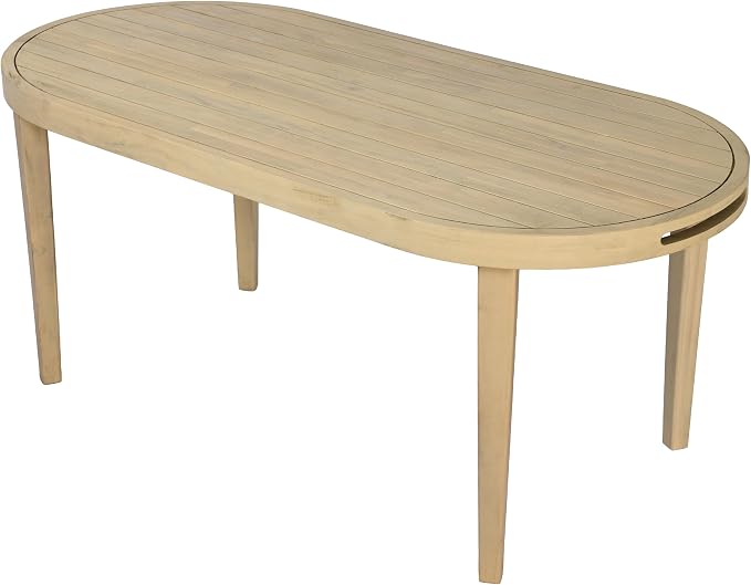 Christopher Knight Home Domac Acacia Wood Dining Table Set for 6, Solid Wood Outdoor Dining Set for 6, Oval Patio Dining Table and Chair Set with Cushion & Rope Accent, Cream Beige+Grey+Light Teak