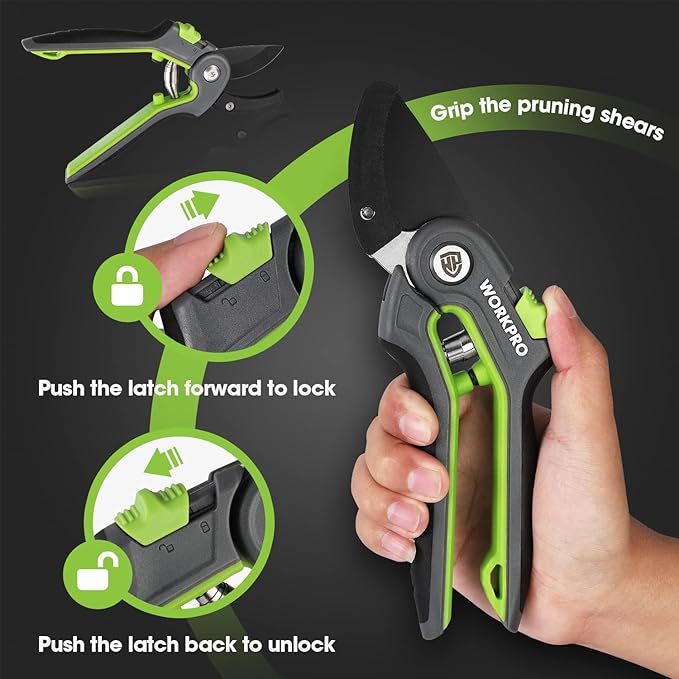 WORKPRO Hori Hori Garden Knife 8’’ Anvil Pruning Shears, Stainless Steel Blade, Ideal for Weeding, Planting, Digging