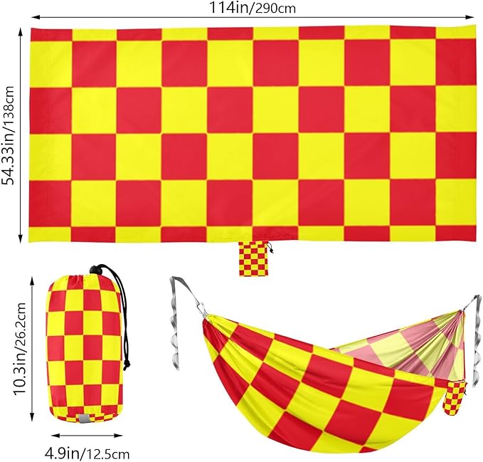 Buffalo Plaid Check Red Yellow 330lb Capacity Hammocks with Tree Straps Indoor Hammock for Outside Patio Garden amacas para patios con Base de adultos
