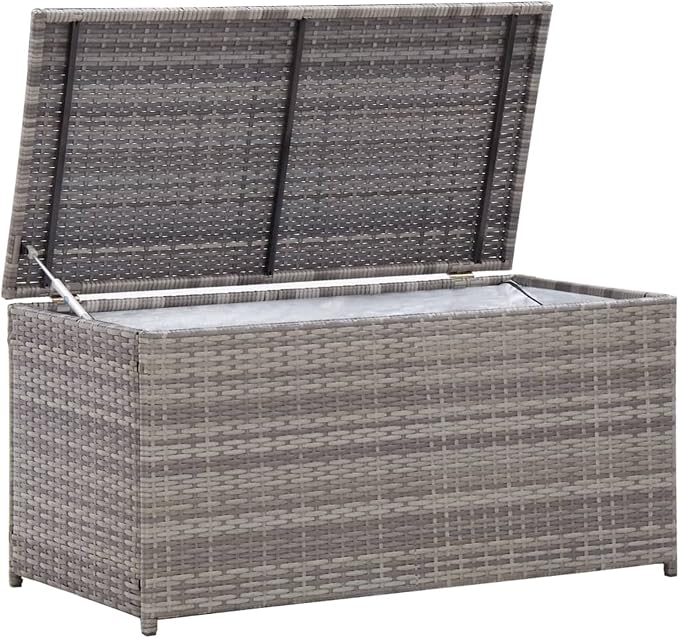 Patio Storage Box Deck Storage Box Outdoor Storage Cabinet Waterproof Storage Containers Storage Outdoor Poly Rattan 39.4"x19.7"x19.7" Gray