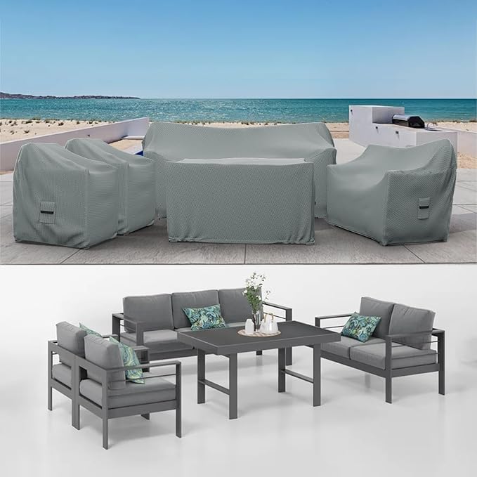 Covers & All Patio Furniture Cover, 5 Piece Outdoor Furniture Covers, Water-Repellent UV & Weather-Resistant Covers for Sofa, Loveseat, Chairs & Coffee Table