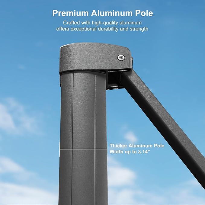 PURPLE LEAF Patio Umbrella 9' X 9' Rectangle Cantilever Umbrella Large Aluminum Outdoor Umbrellas with 360-degree Rotation & UPF40+ Premium Fabric for Deck Pool Garden Yard, Sand Dune