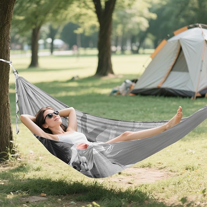 FRMG Horses Camping Hammock 500 lbs Capacity Portable Hammocks with Tree Straps & Attached Carry Bag, Camping Essentials Gear A0900250a