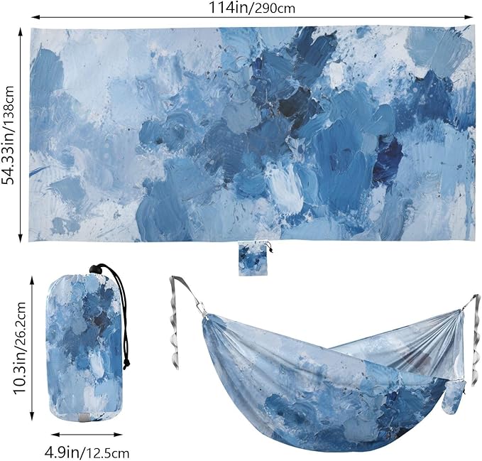 Abstract Art Splash Ink Blue Hammocks Hanging Hammock for Patio Backyard Lounge Base