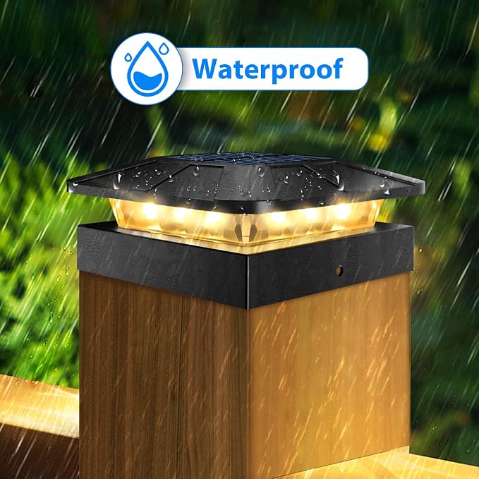 4x4 Solar Post Cap Lights Outdoor with 3 Modes, 16 Packs Fence Light Solar Powered Waterproof for Wood/Vinyl Posts for Deck Yard Garden Patio Outside