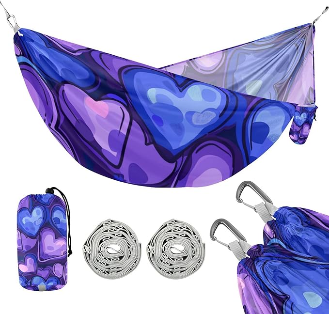 Valentine Purple Heart 330lb Capacity Hammocks for Camping with Hanging Rope Indoor Hammock for Indoor Outdoor Patio Base para poner hamaca