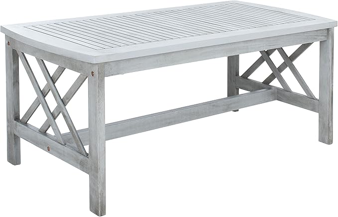 SAFAVIEH Outdoor Collection Fontana Grey Wash/ Beige 4-Piece Conversation Patio Set with Cushions