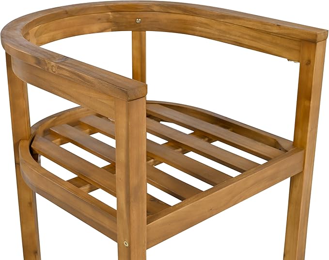 Christopher Knight Home Abact Acacia Wood Patio Dining Set for 4, Solid Wood Outdoor Dining Table Set for 4, Round Dining Table and Chairs Set of 4 with Cushion, Teak+Beige
