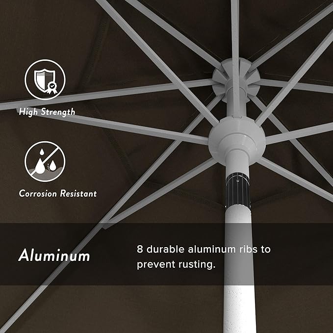 California Umbrella 7.5' Rd. Aluminum Patio Umbrella, Crank Lift, Collar Tilt, White