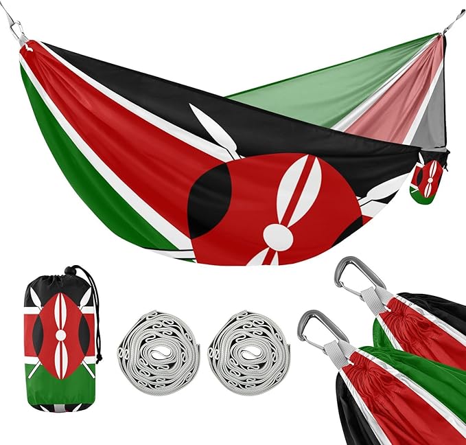 National Flag of Kenya Hammocks with Portabl Carry Bag Backyard Hammock for Indoor Outdoor Patio