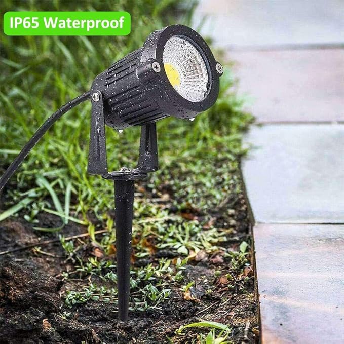 Romwish LED Landscape Spotlights 10W, 120V Plug in Outdoor Spot Lights, 1100LM 3000K Warm White Landscape Lighting, IP65 Waterproof Garden Lights for Yard Tree Pathway Flag (12Pack/10W)