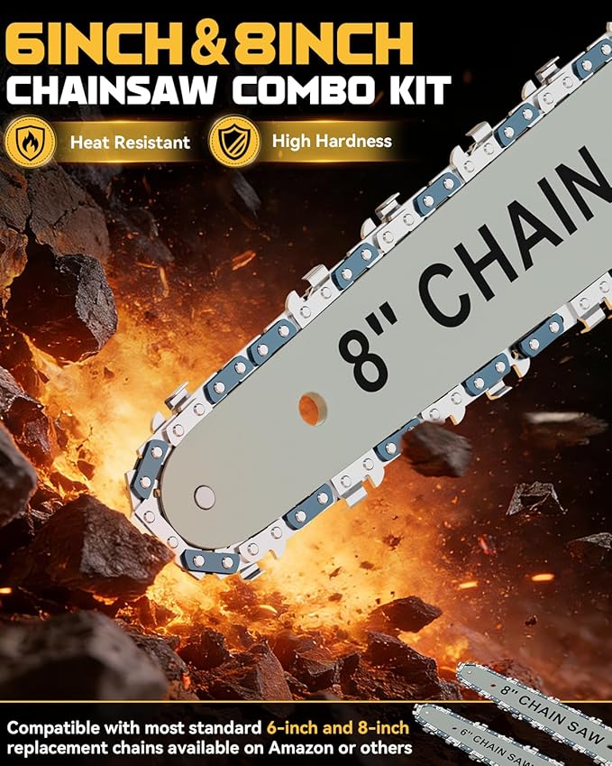 Ecarke Mini Chainsaw Compatible with Dewalt 20V, 8 Inch & 6 Inch Cordless Chain Saw Brushless, Electric Hand Tree Saw 2-IN-1 for Garden Tools, Branch Wood Cutting, Tree Trimming, Man Women (Tool Only)