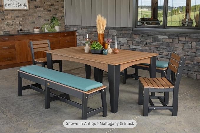 LuxCraft Poly Island Dining Table, 44" x 72" Rectangular Outdoor Patio Table, Made with Recycled Plastics, Made in USA (Cherrywood & Black)