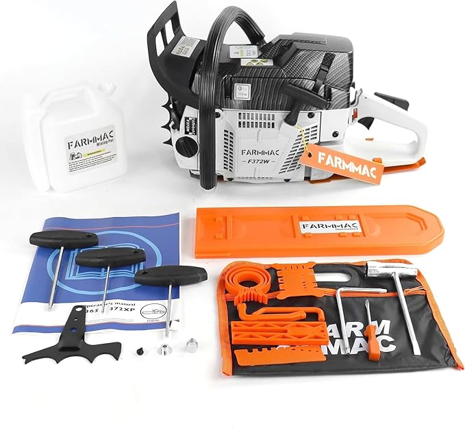372W 71cc Gas Chainsaw with 28 Inch Solid Bar Motosierra De Gasoline Powered Chain Saw 2-Cycle 4.1KW 5.5HP for Professional Logging Work All Parts Compatible with Husqvarna 372X