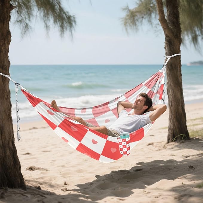 Buffalo Plaid Check Love red 330lb Capacity Hammocks with Hanging Rope Indoor Hammock for Outside Beach Patio Garden soporte para hamacas para adultos