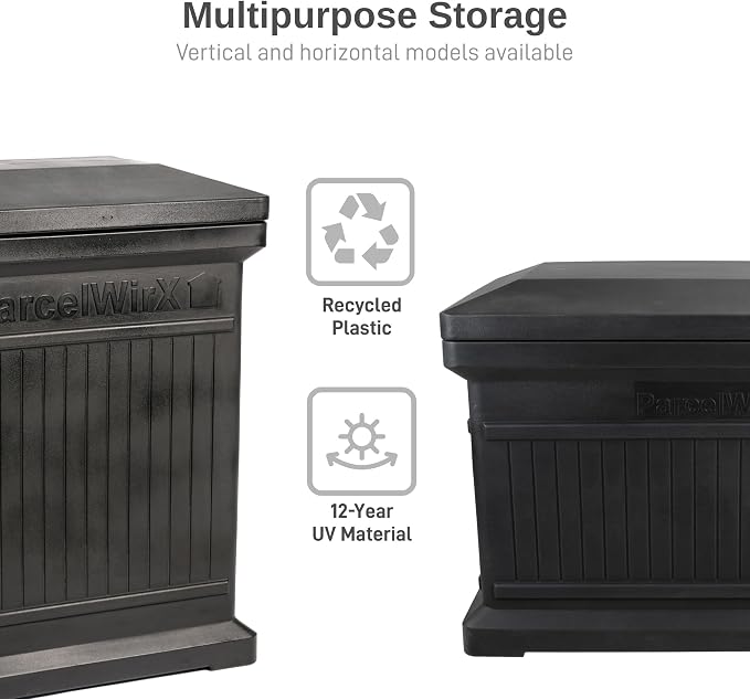 RTS Home Accents ParcelWirx Standard Vertical Delivery Box Storage Cabinet with Lift Off Lid, 24" x 18" x 33.5", Black