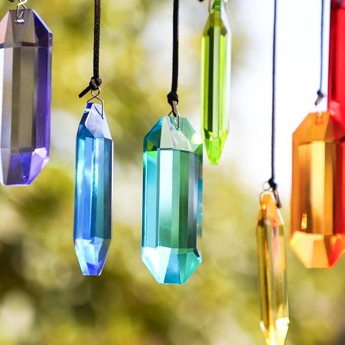 7pcs Crystal Suncatcher Prisms 3'' Sun Catchers Indoor Window | Rainbow Prism Crystals Hanging Suncatchers for Window Home Garden Decor,Glass Ornaments For Mother's Day Tree Decoration Gift