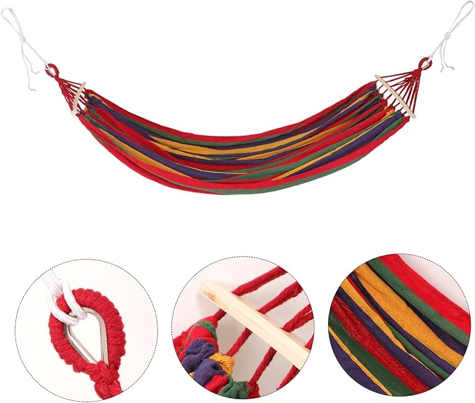 LIOOBO 150kg Portable Rollover Canvas Hammock for Camping Hiking Travel Garden Beach