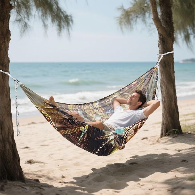 FRMG Native American Indian Camping Hammock 500 lbs Capacity Portable Hammocks with Tree Straps & Attached Carry Bag, Camping Essentials Gear 2014085a