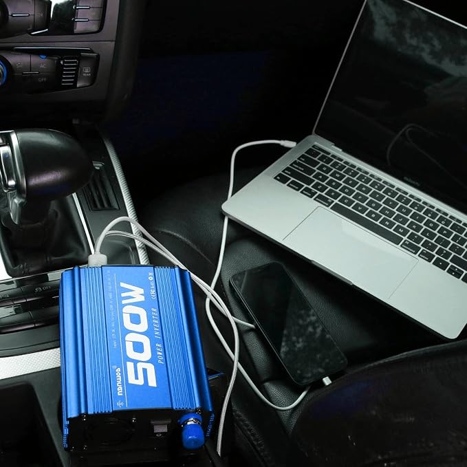 Power Inverter car Inverter Rate 500W / Peak 1000W DC12V to AC 110V RV Inverter with 2 AC Outlets 2USB Ports…