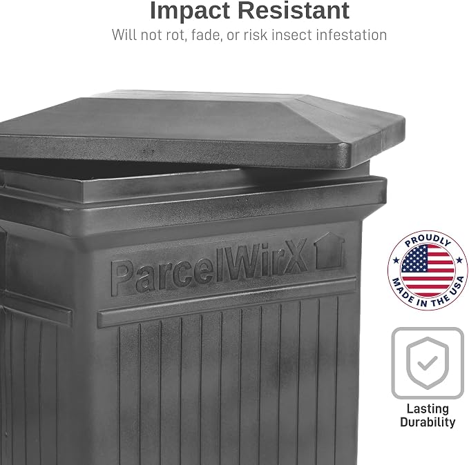 RTS Home Accents ParcelWirx Premium Vertical Storage Cabinet/Package Delivery Box with Lift Off Lid, Graphite