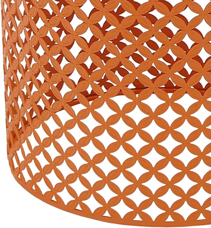 2PCS Outdoor Side Table, Heavy Duty Metal Frame Side Table Decorative Garden Stool Modern End Table Round Coffee Table for Patio Gardens Balconies Cafes (Orange)
