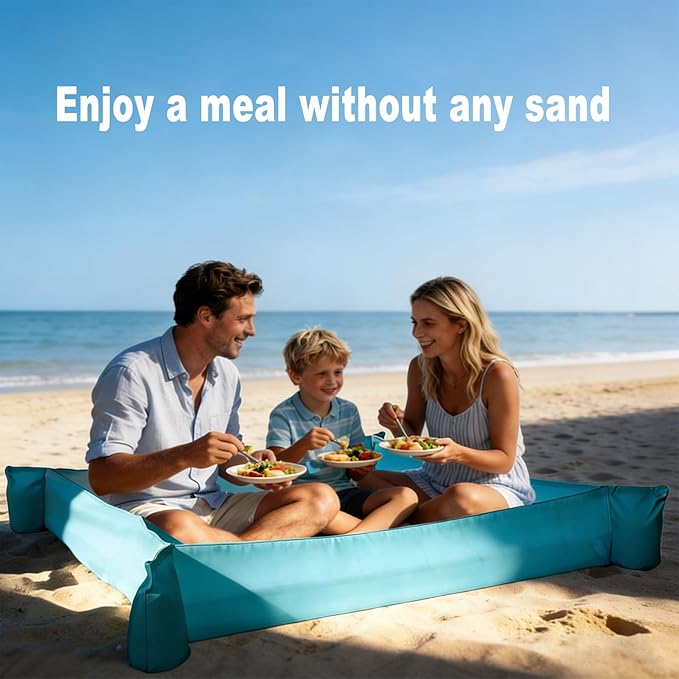 LOTTAFUN Beach Umbrella for Kids with Walled Blanket, Sandbox for Toddlers Lightweight Mat for Outdoors, Water Resistant, Portable and Lightweight for Sand and Grass