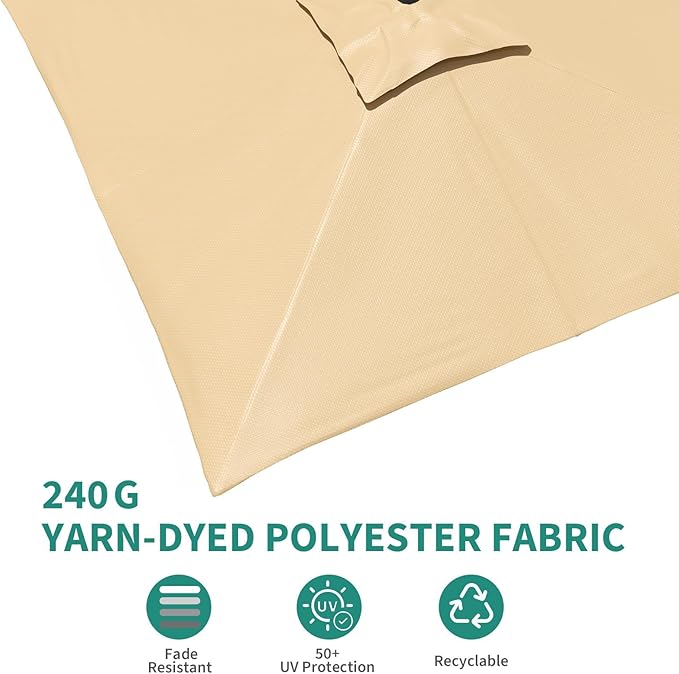 Garvee Cantilever Patio Umbrella 10x10 ft Large Rectangle Umbrella Outdoor Market Umbrellas 360 Rotation Offset Hanging Outdoor Shade for Patio