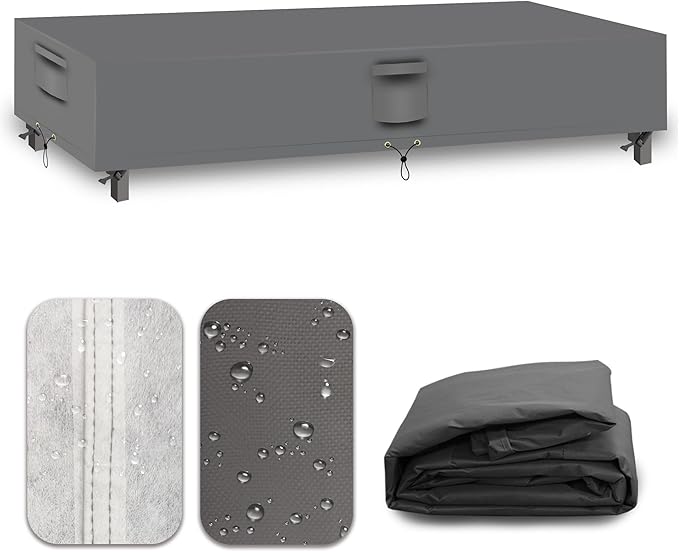 Heavy Duty Patio Furniture Covers Waterproof, 600D Outdoor Furniture Cover Waterproof for Sectional Sofa Couch, Outdoor Dining Table and Chair Set Covers 110''L x 84''W x 28''H, Grey