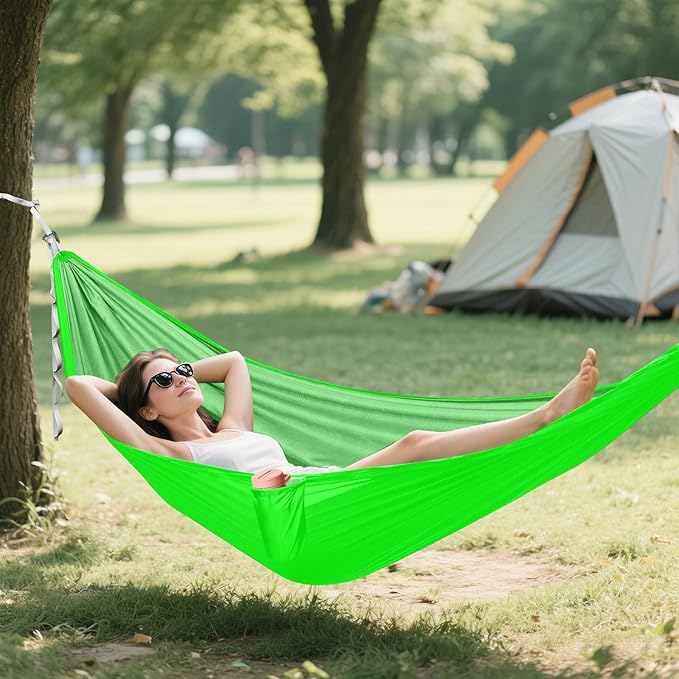 Fluorescent Green Solid Color 330lb Capacity Hammocks for Camping with Tree Straps Portable Hammock for Outside Patio Garden hamaca con soporte para adultos