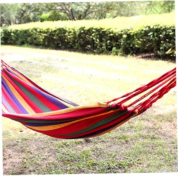 BESPORTBLE Portable Outdoor Camping Hammock Swing Chair, Canvas Hanging Chair 190x85cm, Striped Garden Patio Hammock for Travel Backyard Poolside
