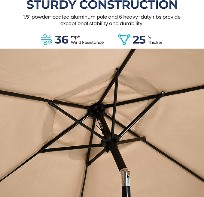SUNVIVI OUTDOOR Outdoor Patio Umbrella, Patio Umbrella, Market Umbrella, Large Outdoor Umbrella, Metal Pole Umbrella with Push Button Tilt and Crank, Polyester Canopy