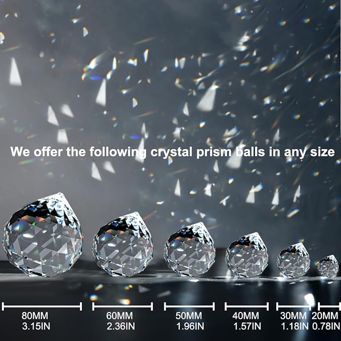 MerryNine 40mm Clear Crystal Ball Prism Sunshine Catcher Rainbow Pendants Maker, Hanging Crystals Prisms for Windows, for Feng Shui, for Gift(40mm/1.57" 10pack)