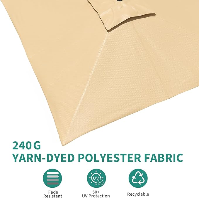GarveeHome Cantilever Patio Umbrella 10x10ft Large Rectangle Umbrella Outdoor Market Umbrellas 360 Rotation Offset Hanging Outdoor Shade for Patio Deck Pool Backyard