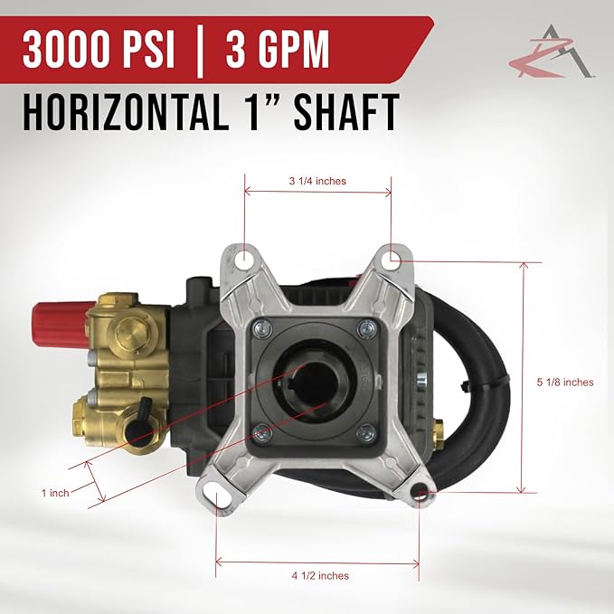 The ROP Shop OEM AR 1" Shaft 3000 PSI Pressure Washer Pump for MI-T-M CD-2804-0MVB, CD-2804-0MHB