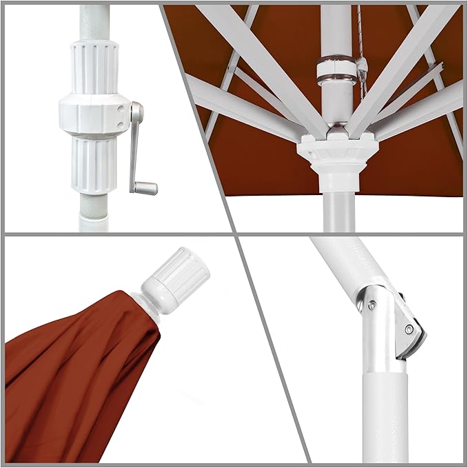California Umbrella 7.5' Rd. Aluminum Patio Umbrella, Crank Lift, Collar Tilt, White
